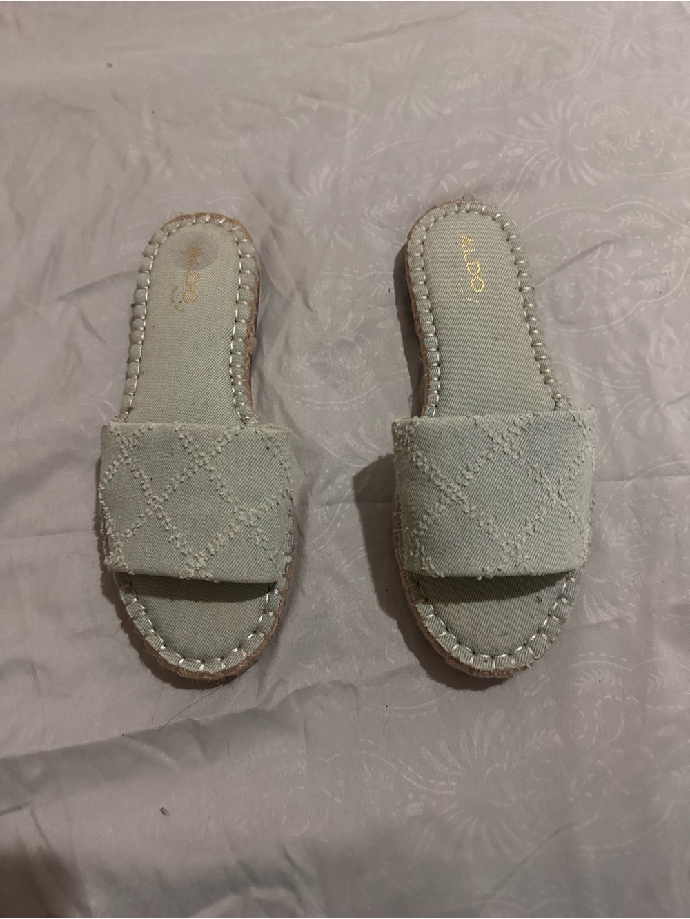 ALDO light blue Quilted Slide Mules